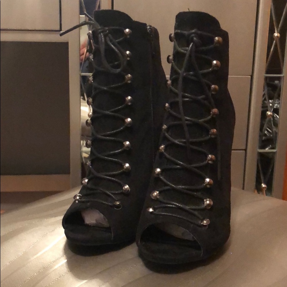AKIRA Peep Toe Ankle Boots